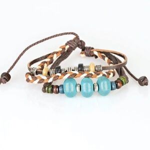 🩵🟤🩵 “CATCH ME CLIFF YOU CAN” BLUE URBAN LEATHER BRACELET ~ PAPARAZZI❗️ 🩵🟤🩵